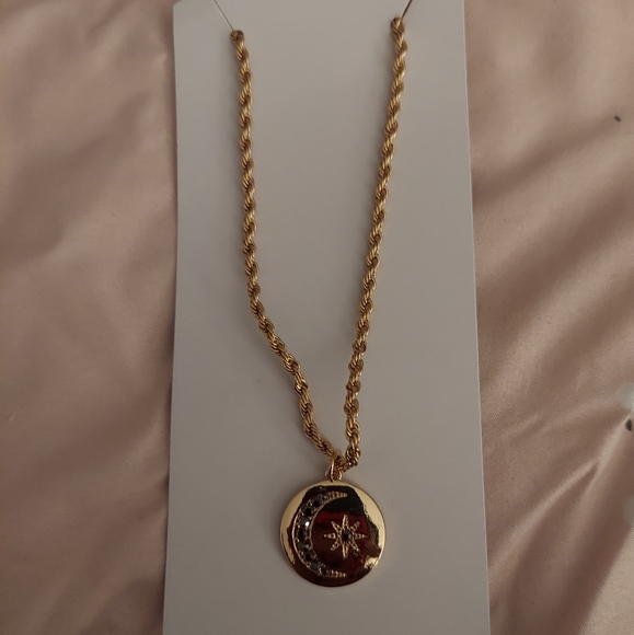 Torrid Crescent Moon Disc Goldtone Necklace-NWT - Picture 4 of 11